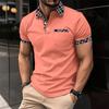 Men's casual POLO shirt chest pocket lapel short-sleeved color matching T-shirt top