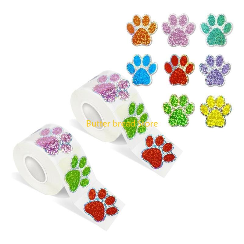 W89C 1000Pcs Glitter Dog Paw Sealing Stickers for Gift Bag Envelope  DIY Scrapbooking