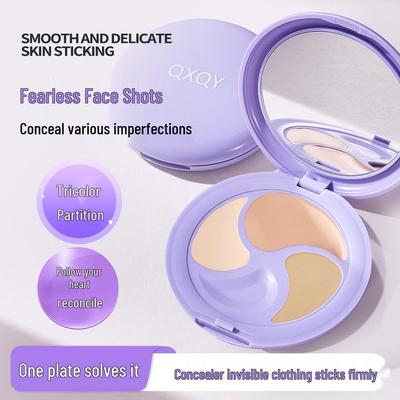 QXQY Drei-Farben-Concealer: Deckt dunkle Augenringe, Aknenarben, Tränensäcke ab; Verblendbar, Natürliches Finish, Langanhaltende Deckkraft