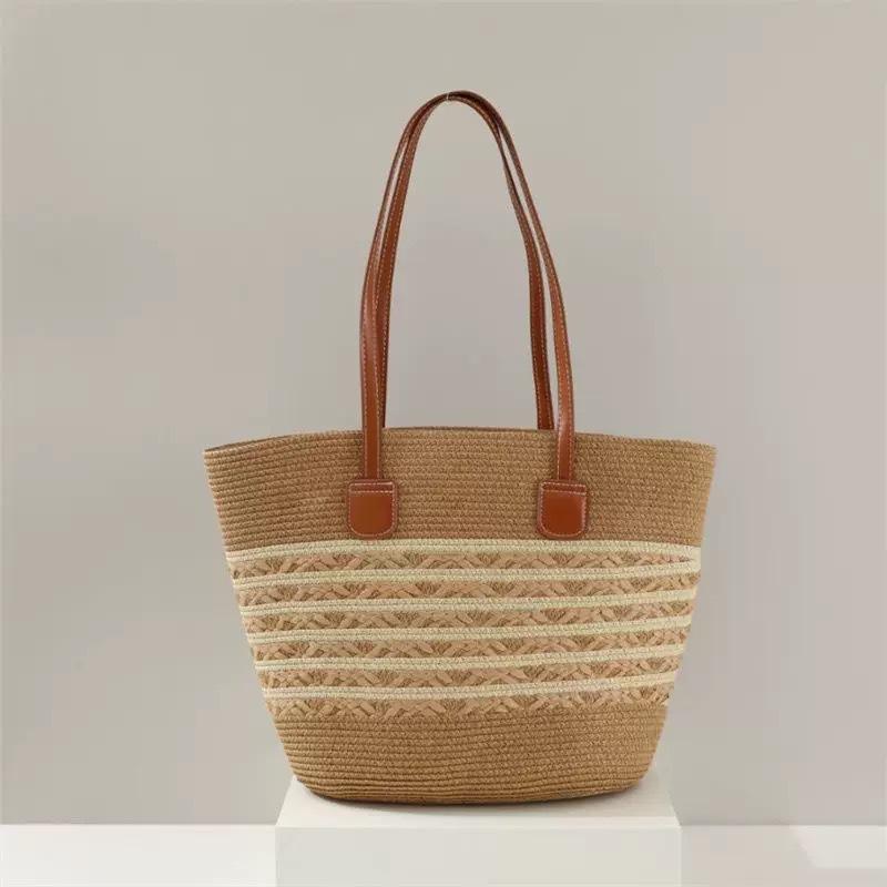 Beach Vacation Straw Bag New Shoulder Bag Summer Straw Tote Bag Large Capacity Portable Woven Bag