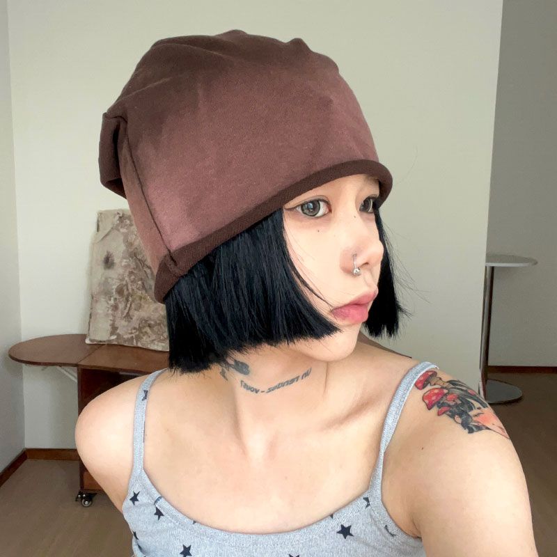 Y2K Hottie Farbverlauf Rosa Hut Koreanischer Stil Umschlagmütze Gesichtsschlankmachend Slouchy Beanie Damen Einzigartiger Kopfwickelhut Herren Trend