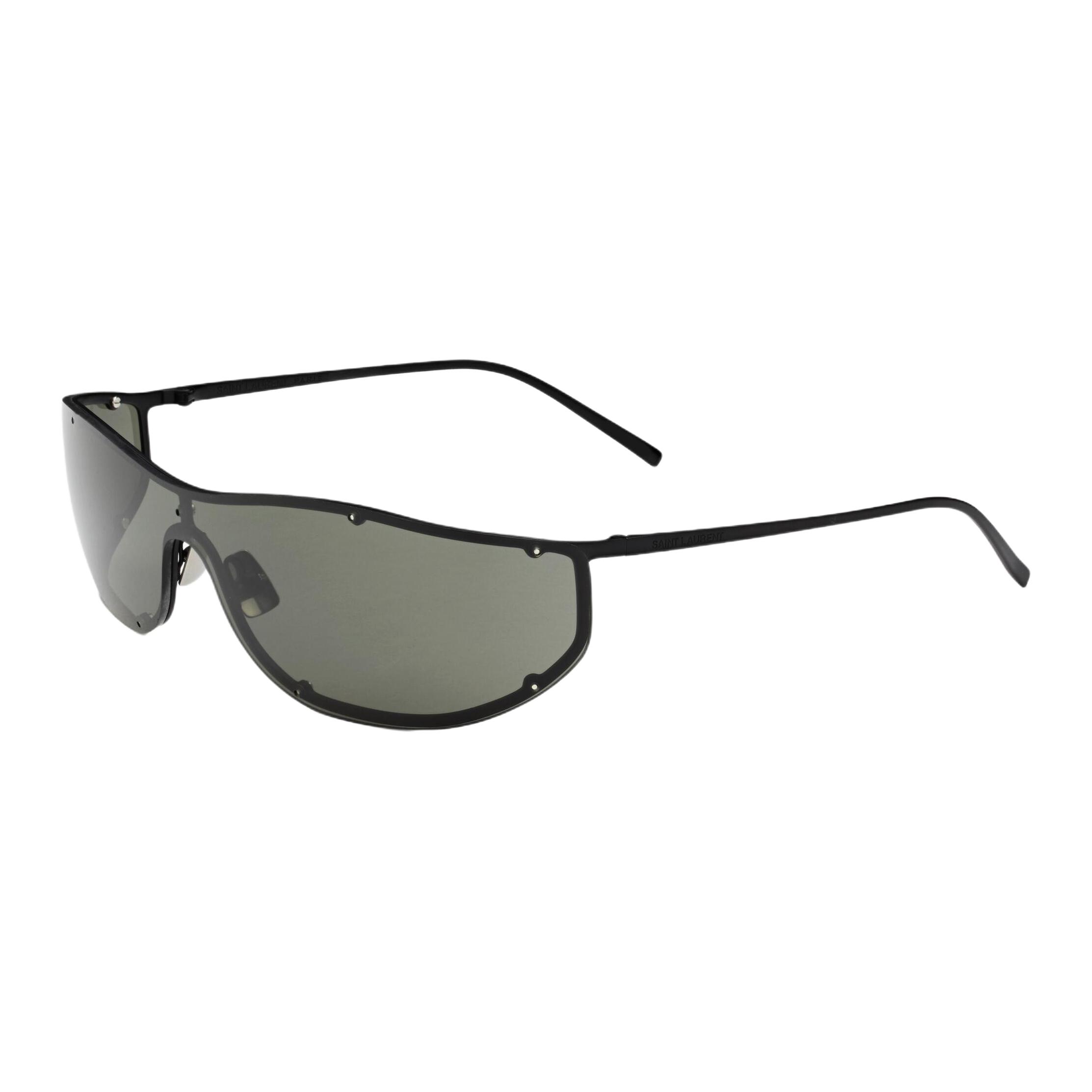 

Saint Laurent Mask Design Metal Irregular Shape Sunglasses Unisex sunglasses Black 862815Y99691000 99,Black