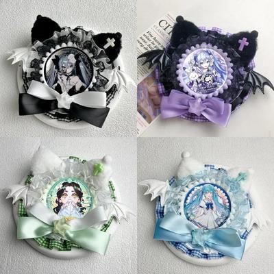 Kawaii kreslený držák na odznaky Špendlík Roztomilá korejská kočka Uši Křídla Anime kryt na odznaky Pouzdro Držák na vystavení Odznaky Školní potřeby