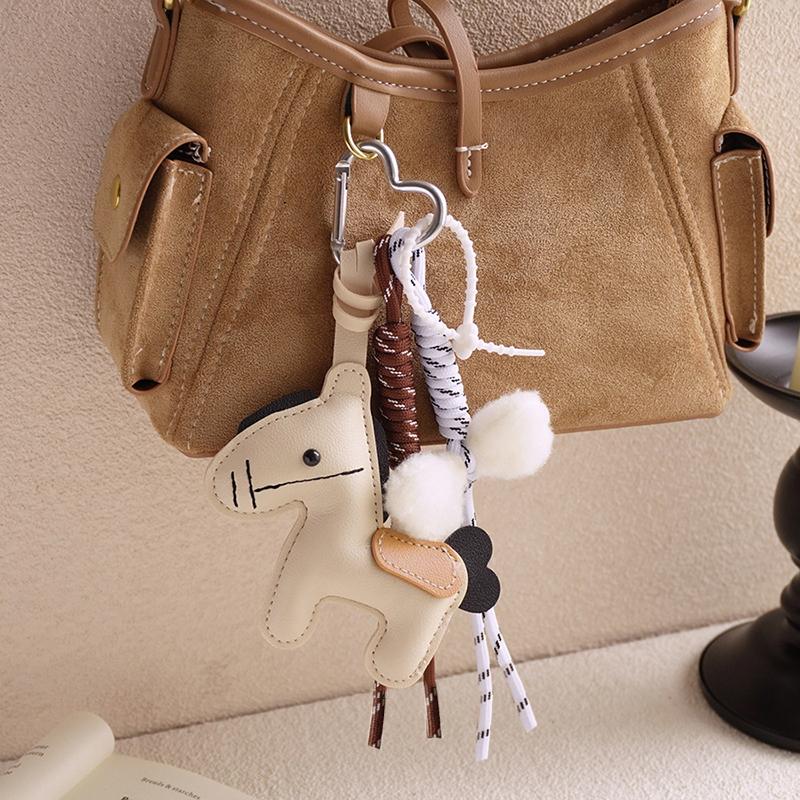 Handmade Nylon Woven Rope Bag Pendant Cute Horse Faux Leather Fashion Backpack Handbag Hanging Bags Accessories