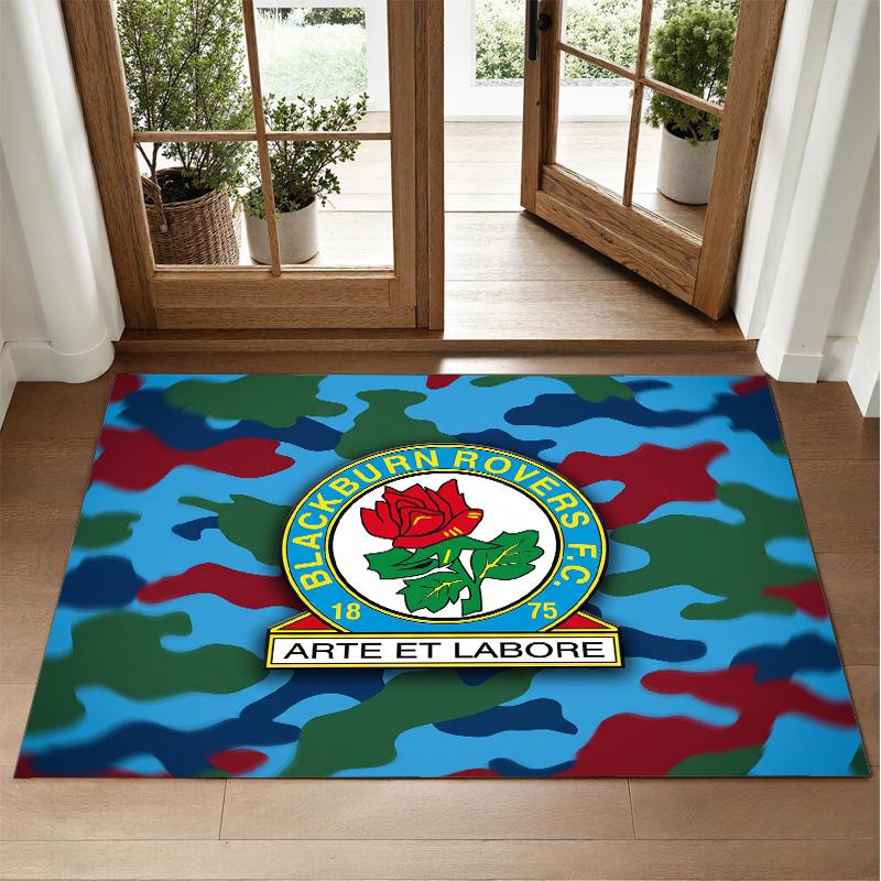 Blackburn Rovers Football Design Crystal Velvet Rug Soft Decorative Mat for Bedroom Entrance