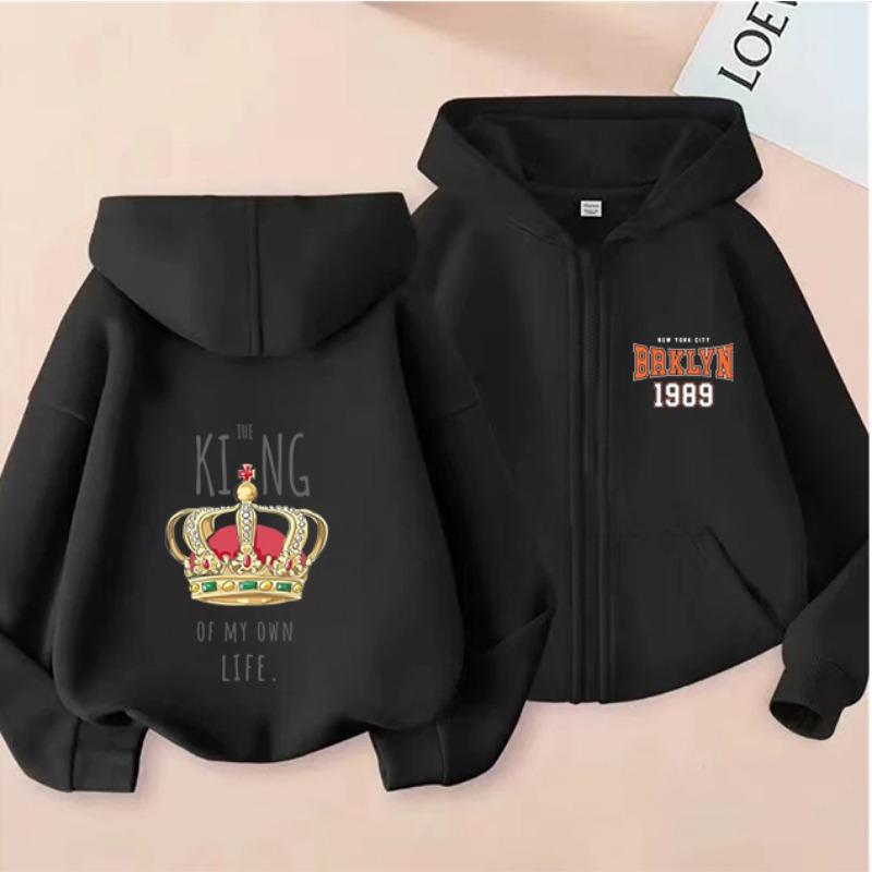 2025 New Autumn/Winter Zipper Children's Hoodie, Fashionable and Versatile Cartoon Printed Girls' Hoodie