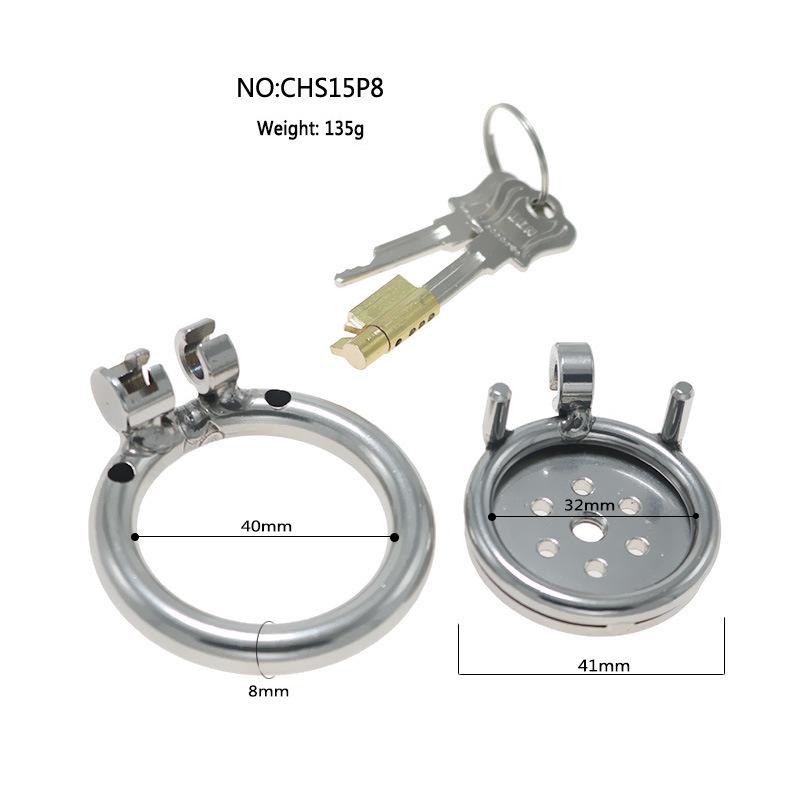 Stainless Steel Flat Chastity Lock Penis Lock Cage CB Chastity Device Bird Cage Men's Sexy Toys with Ring Version