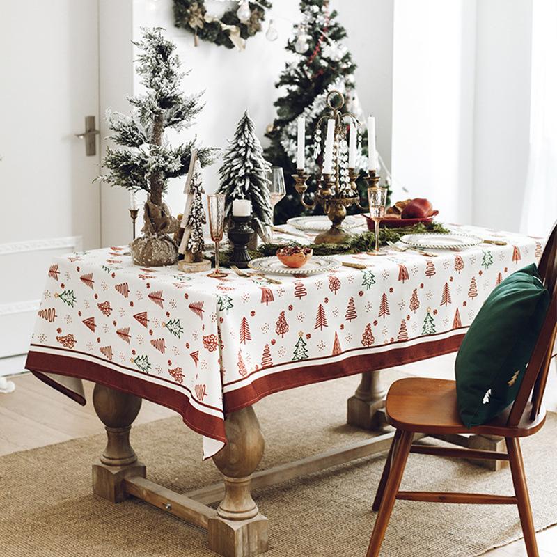 Winter Christmas Tablecloth Waterproof Tablecloth Thickened Rectangular Tablecloth Coffee Table Cloth
