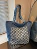 Winter 2025 Plaid Washed Denim Embroidered Handbag - Large Capacity Shoulder Bag