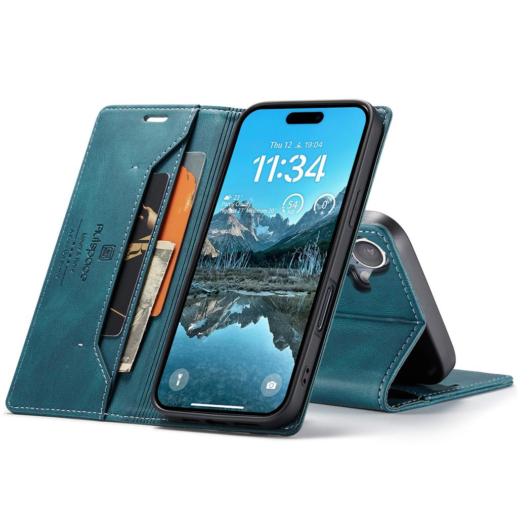 For iPhone 16 Plus Vintage Leather Flip Wallet Case with RFID Blocking Card Slot, Matte Retro Folio Cover for Women Men (4 Colors)