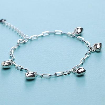 [As Little] Clip Silberkette Fußkettchen Silber 925 Täglich Herz Anhänger