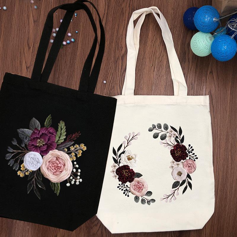 1pc Flower DIY Embroidery Kit for Beginners - Canvas Bag