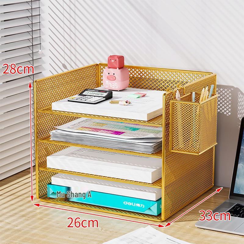Multi-Layer Metal Desktop File Rack and Document Holder