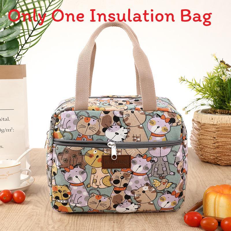 Canvas Lunch Bag For Office Workers With Thickened Handle And Style For Daily Use