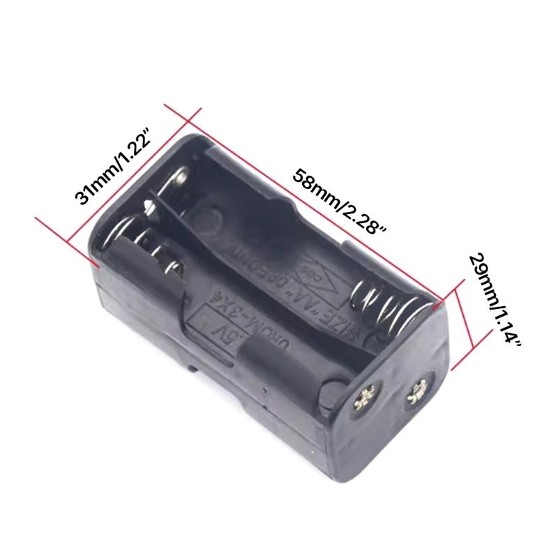 Pack of 5 4xAA Battery Holder Storage Box Case Battery Snap Connector Battery Storage Boxes Black Enclosure with 9V