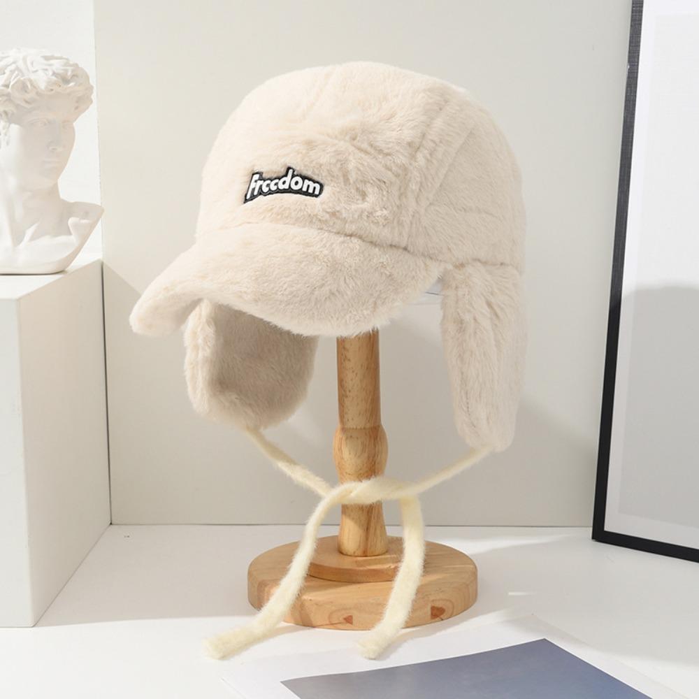 Autumn Winter Plush Baseball Cap Korean Style Ear Protection Hat Fashion Women's Pilot Hat  Female
