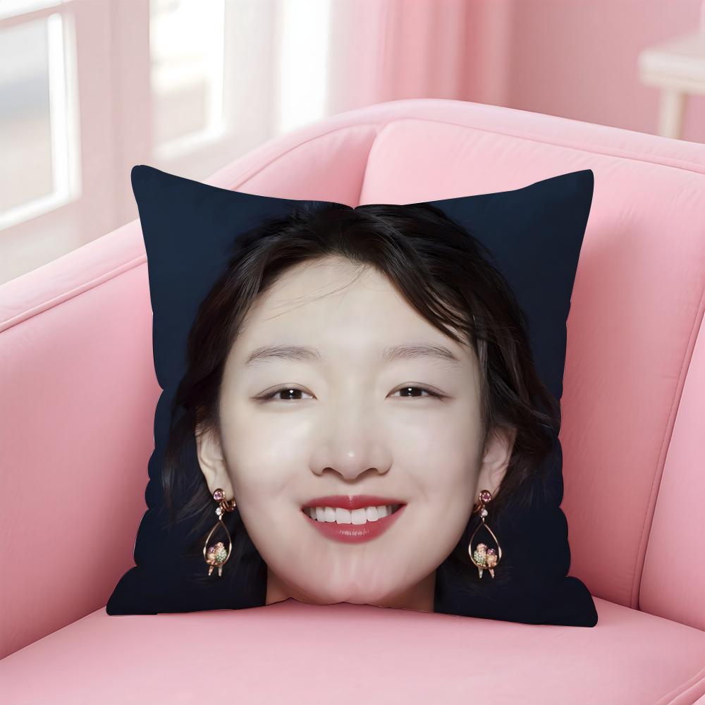 Fashion Elegant Chinese Actress ZZhou Dongyu Cushion Cover Pillowcase Short Plush Invisible Zipper Room Sofa Cushion Cover