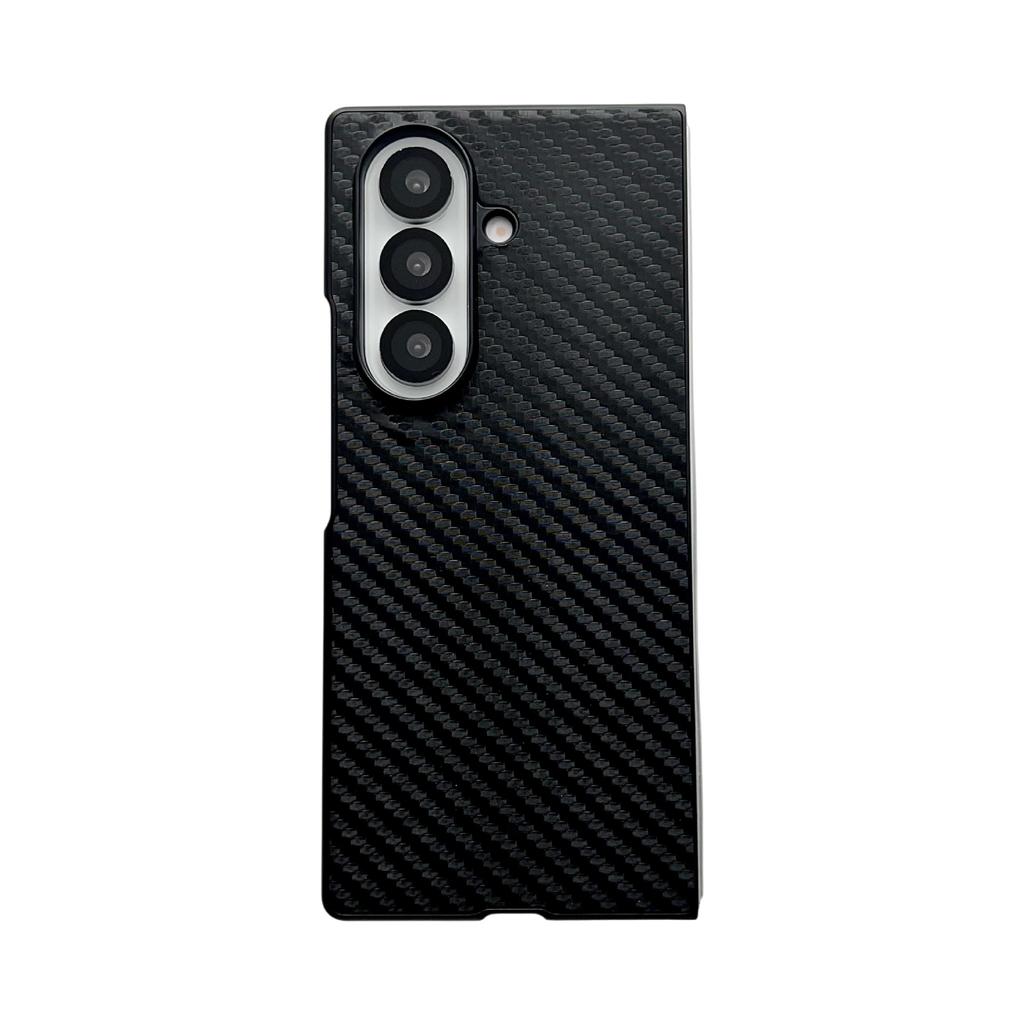 Classic Leather Pattern Phone Case For Samsung Galaxy Z Fold 7 Fold3 4 5 6 ZFlip 7 Black Hard PC Bumper Protective Cover Shell