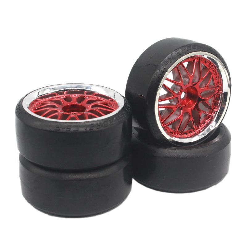 4Pcs RC 1:10 Drift Car Plastic Wheel Rim &Tyre Tires For HSP 94123/94122/94103/D4/D3