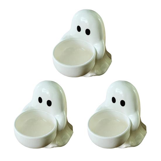 3Pcs Halloween Ghost Candle Holder Holding Bowl Ghost Votive Tealight Candle Stand Candlestick Decoration Table Centerpiece Ornament
