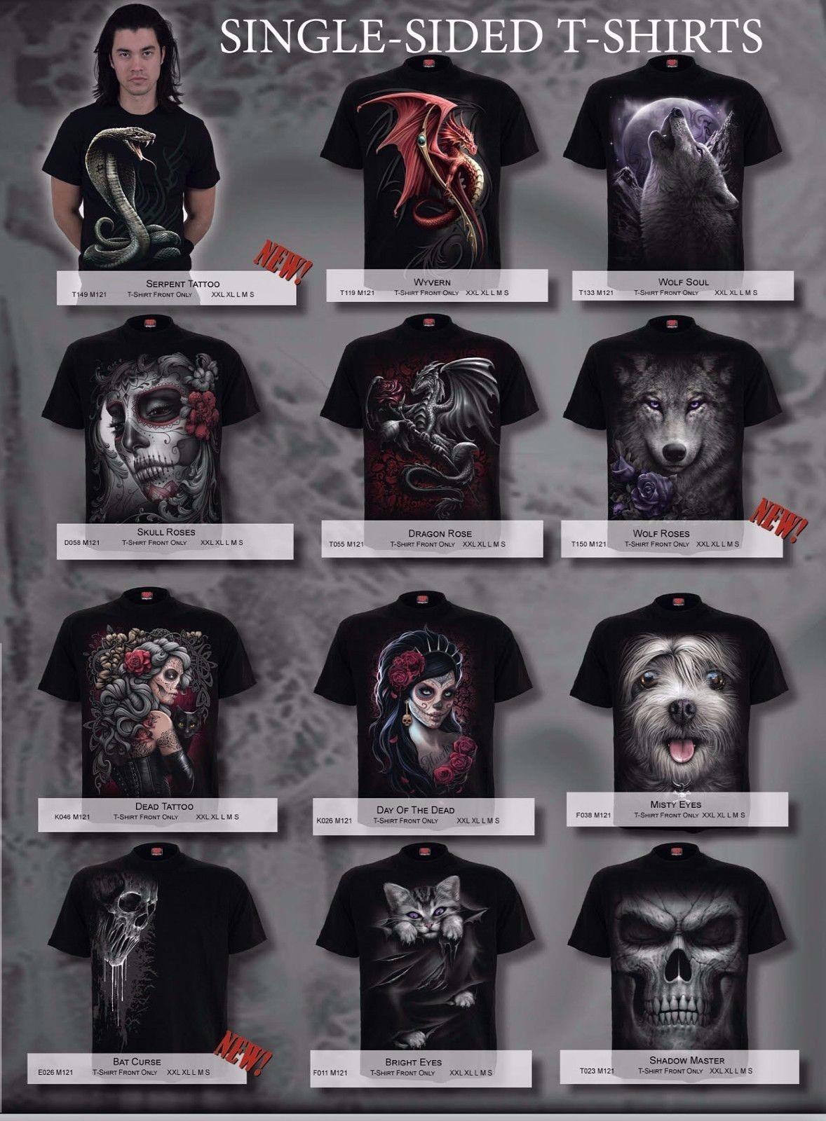 Spiral Direct Front Print Designs Skull  Dragon  Christmas  Rose  Wolf XXL