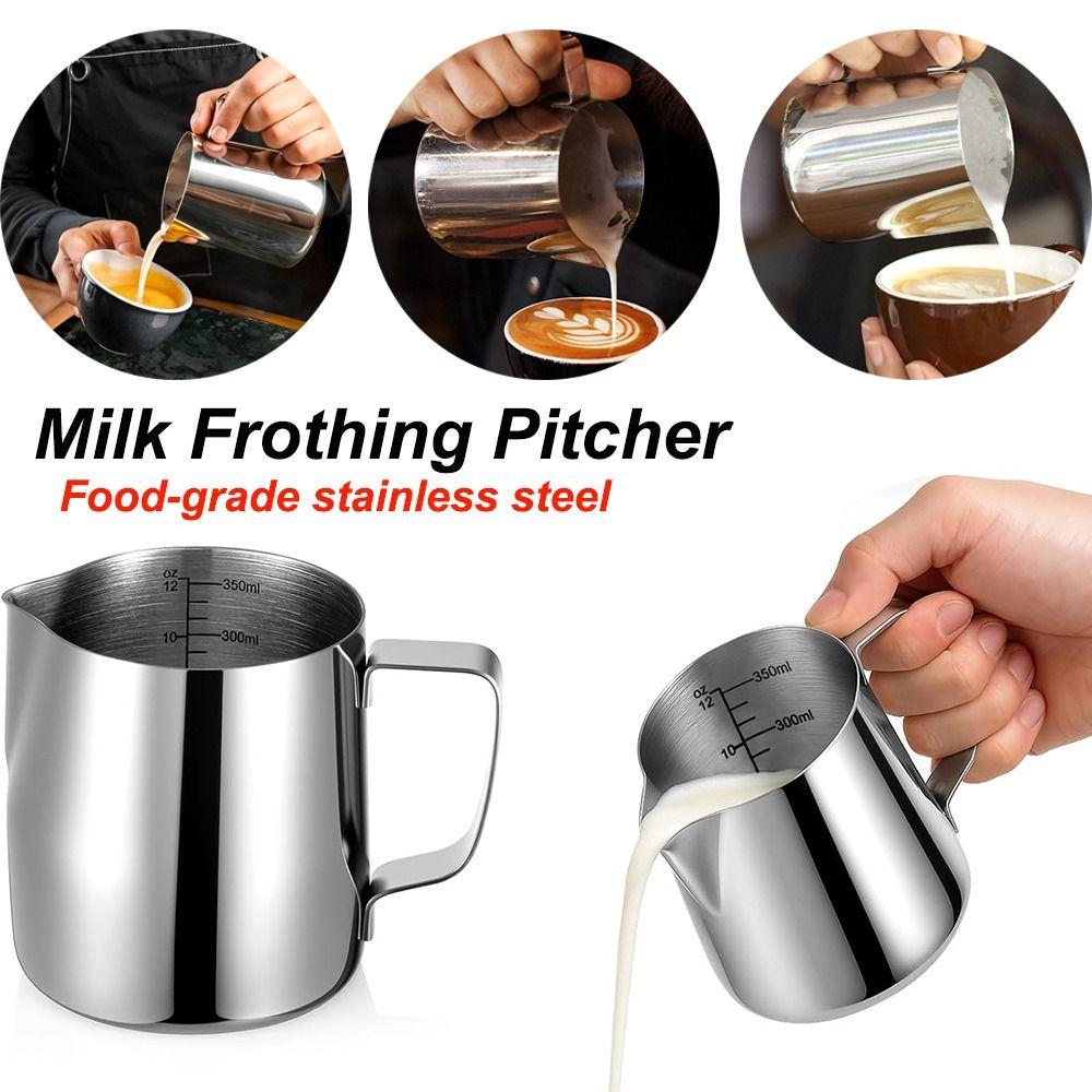 Stainless Steel Coffee Milk Frothing Jug With Pouring Spout Measurement Jug Milk Coffee Cappuccino