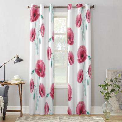 Tende con Fiori di Papavero Rossi per Soggiorno Camera da Letto di Lusso Tende Finestra Cucina Tende