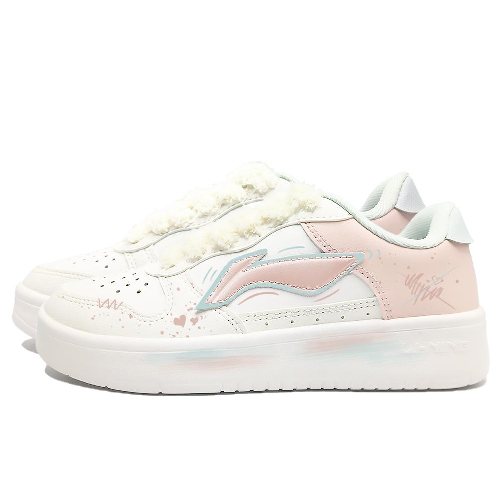 Li Ning Floating Boat Slip Resistant Cushioning Abrasion Resistant Low Top Skateboard Shoes Women's Pink AGCS420-4(Team499-)
