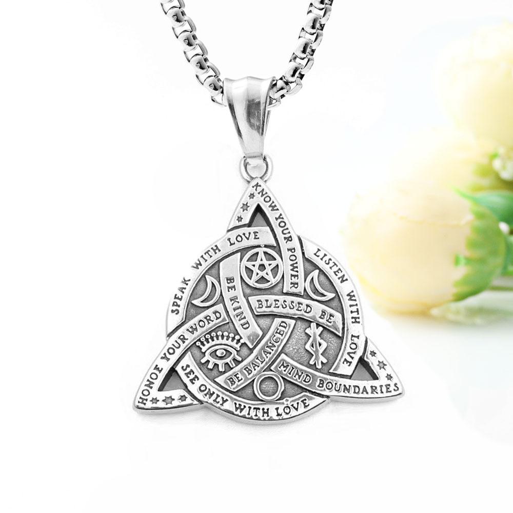 Trendy Viking Sun Tarot Triangle Pendant Titanium Steel Necklace Stainless Steel Jewelry Gift