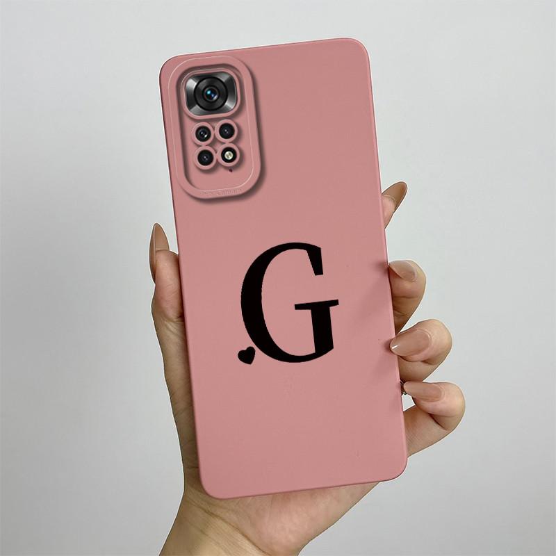 For Xiaomi Redmi Note 11 11S 4G 5G Case Cute Initial Letters Soft Liquid Silicone Shell For Redmi Note11 11 S 11 Pro Funda Capa