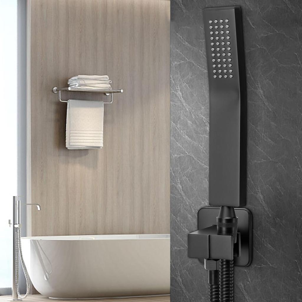 NearMoon Brass HandHeld Shower Head, Luxury High Pressure Shower Kit with Wall Connector and Hose Set, for Bathroom Showering System Contemporary