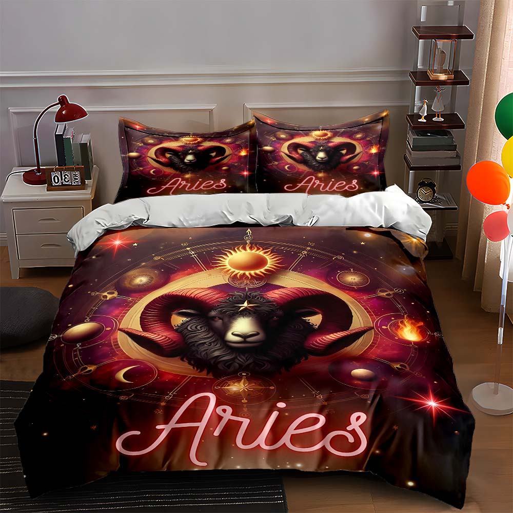 

Zodiac ram design. Bedding, Duvet cover sets, Duvet covers, Pillowcases, Birthday gifts (1 * Duvet Cover 2 * Pillowcases, without duvet insert) 135x200cm