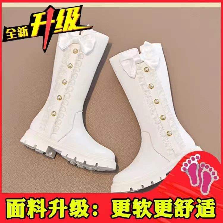 

Девочки ботинки 2025 осень и зима новые ботинки Мартина высокие сапоги корейская версия мода иностранный стиль рыцарь бархат теплый Inner length 23.3 37 yards