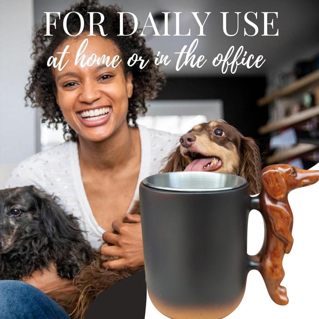 Handmade Dachshund Mug, Creative 3D Animal Resin Coffee Cup With Dog Handle, 11oz Funny Novelty Memorial Art Mugs, Gifts For Dog Lovers