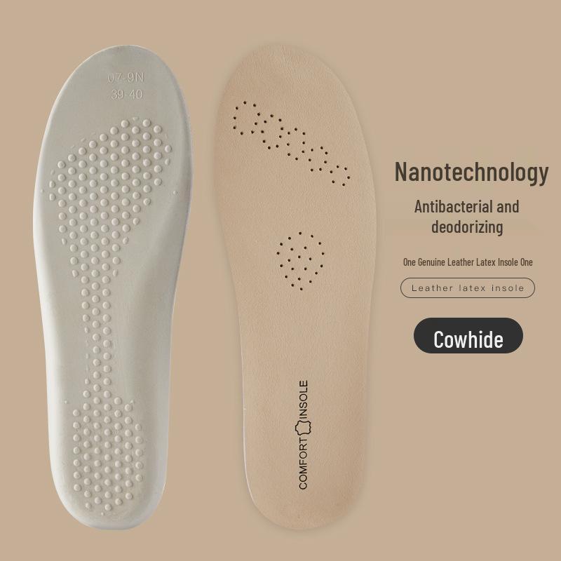 Women's Genuine Leather Insole: Soft, Comfortable, Breathable, Sweat-Absorbent, Deodorant, Latex Thickened, Shock Absorbing, for Summer Sports