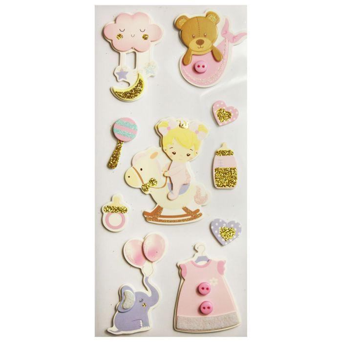 Glitter Puffy Stickers - Baby Girl