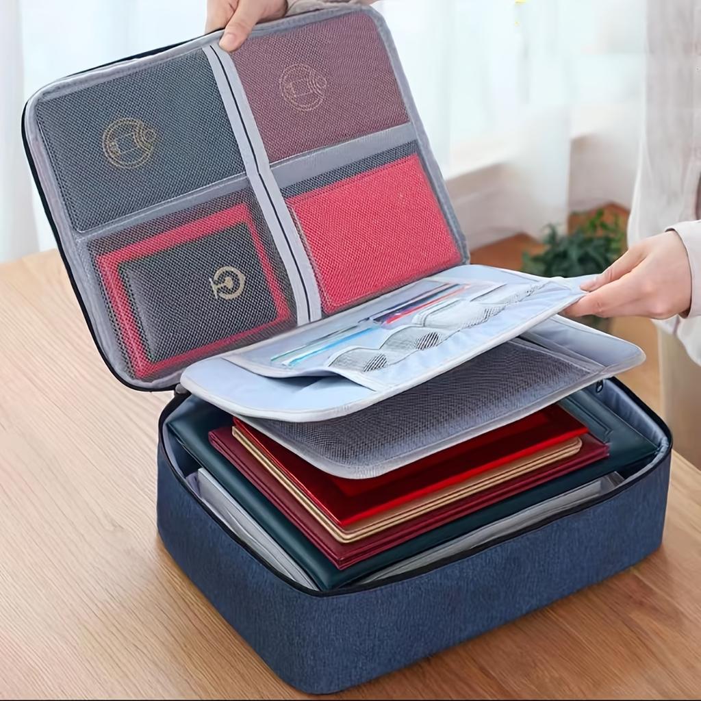 1 File Storage Bag with Handle, Multi-layer Large-capacity Storage Bag, Family Passport File Storage, for Travel and Family