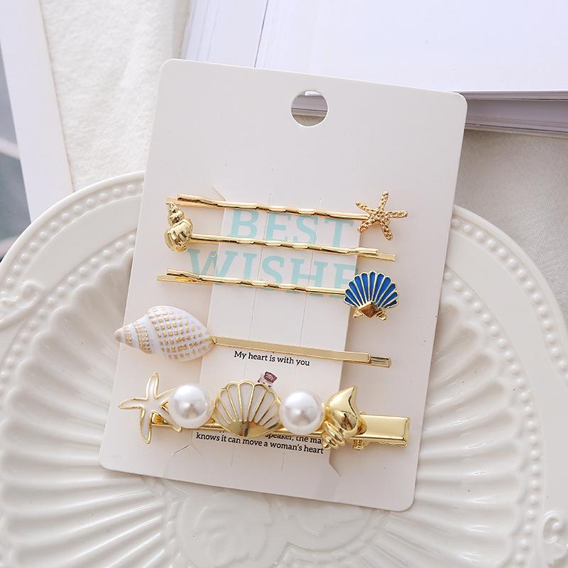 New Creative Conch Starfish Shell Women's Hairpin Hair Accessories Set