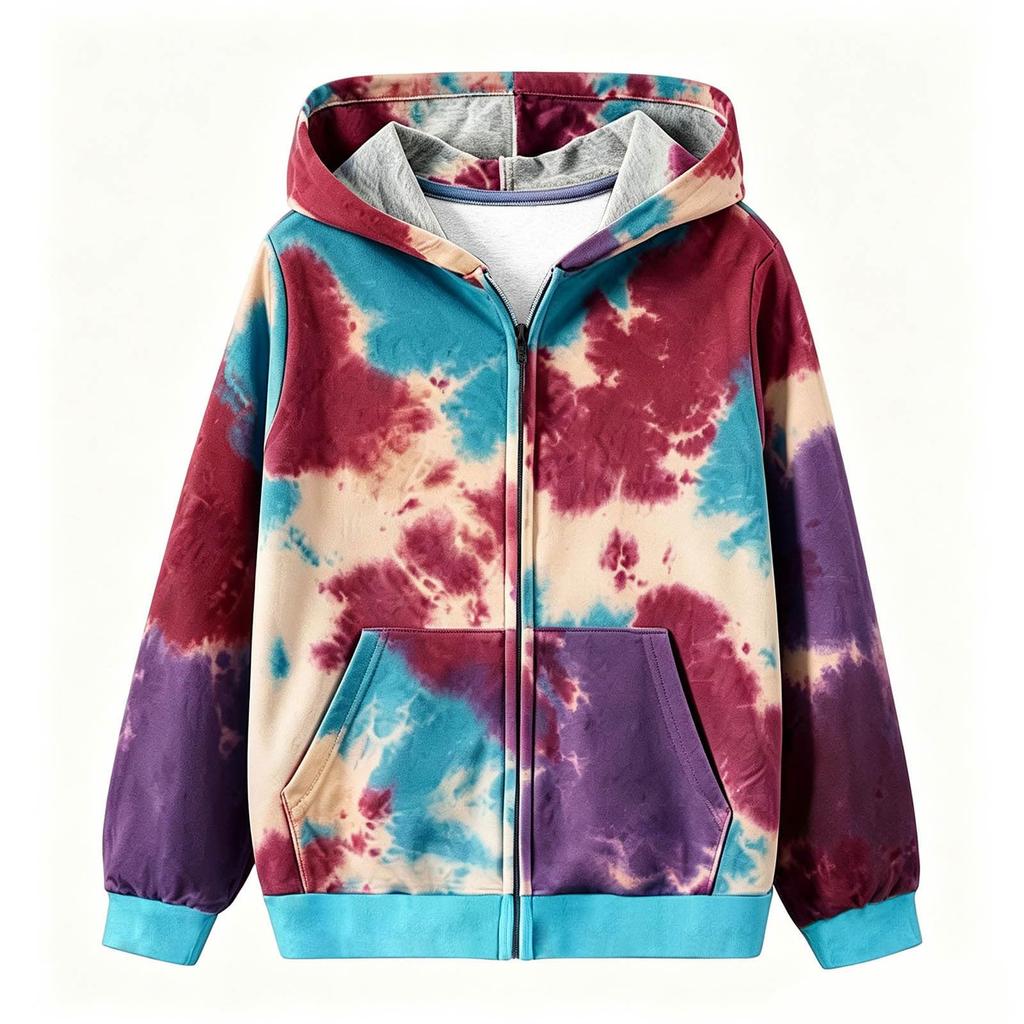 Boys and Girls Print Zip-Up Hoodie Sweatshirt Jacket Comfortable Casual Top for Everyday Wear