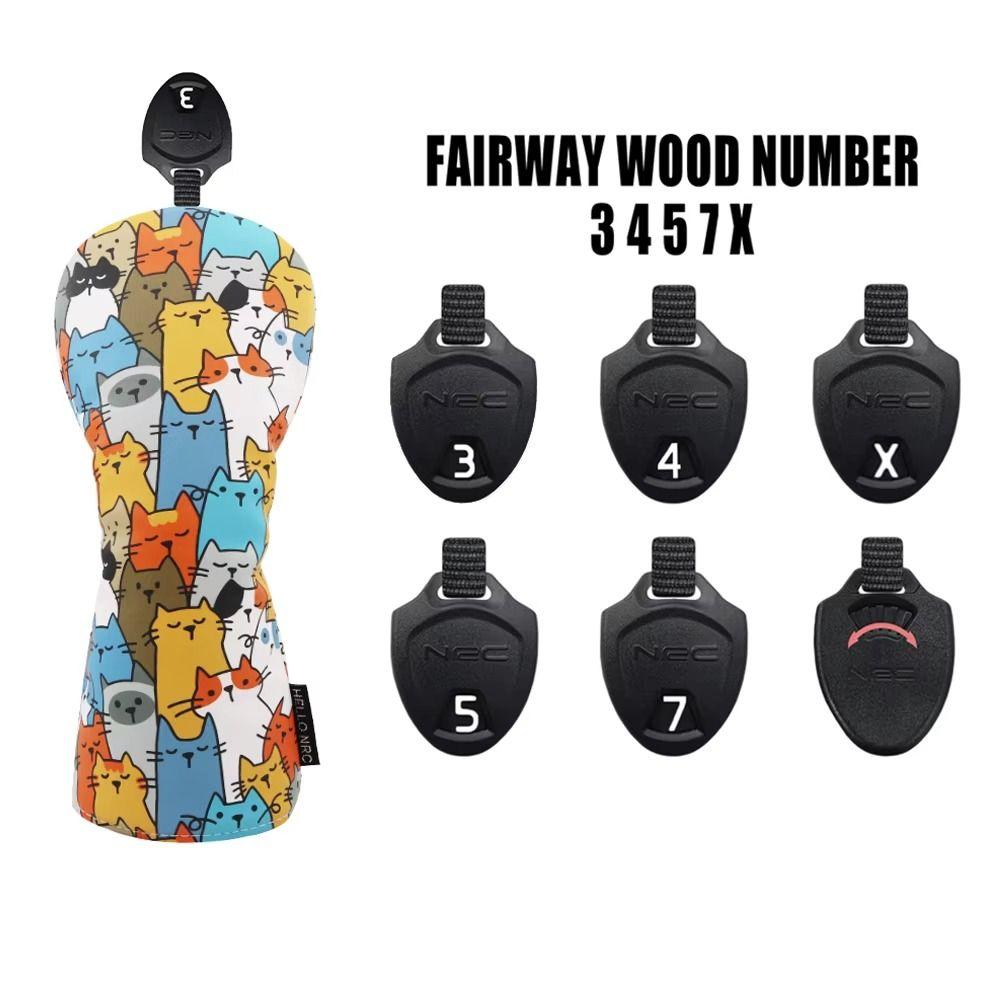 Graffiti Cat Pattern Golf Club Head Cover PU Leather Golf Club Protector  Golf Supplies