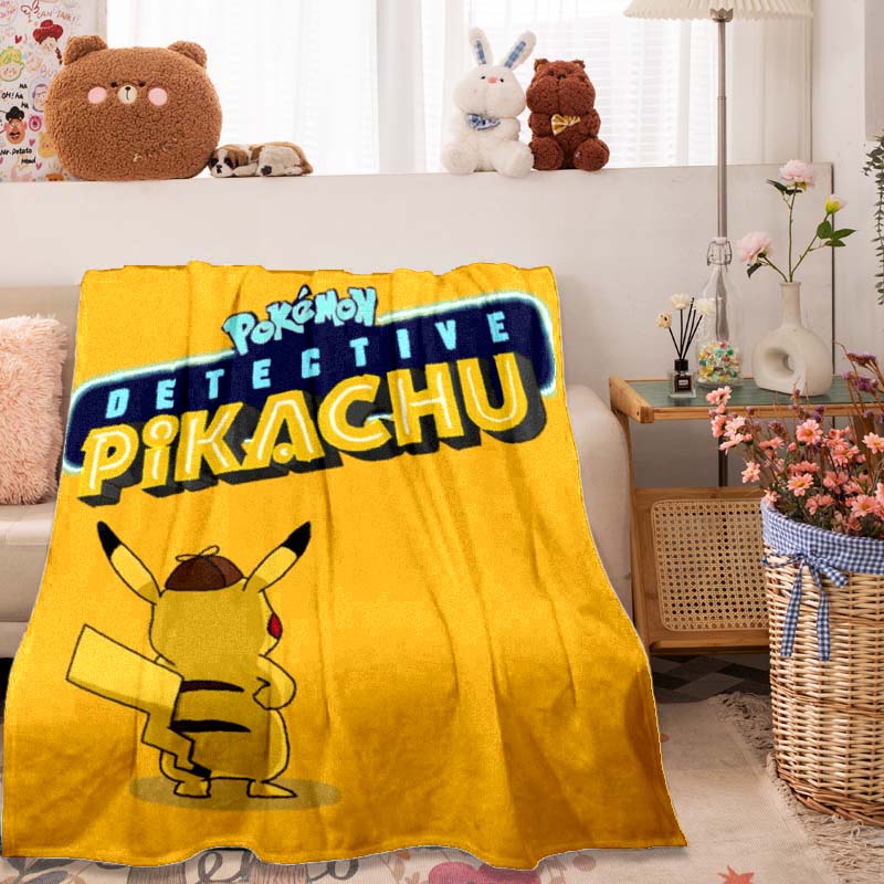 2026 New1PC Pokémon Pikachu Pattern Blanket Warm Soft Fluffy Kids and Adults Sofa Bed Throw Blanket Outdoor Travel Camping Luxur