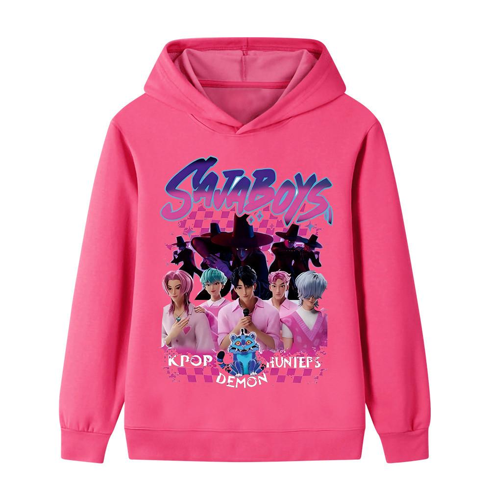 B1229 Kids Boys Girls Sajaboys Kpop Rumi Zoey Mira Print Long Sleeves Hoodie