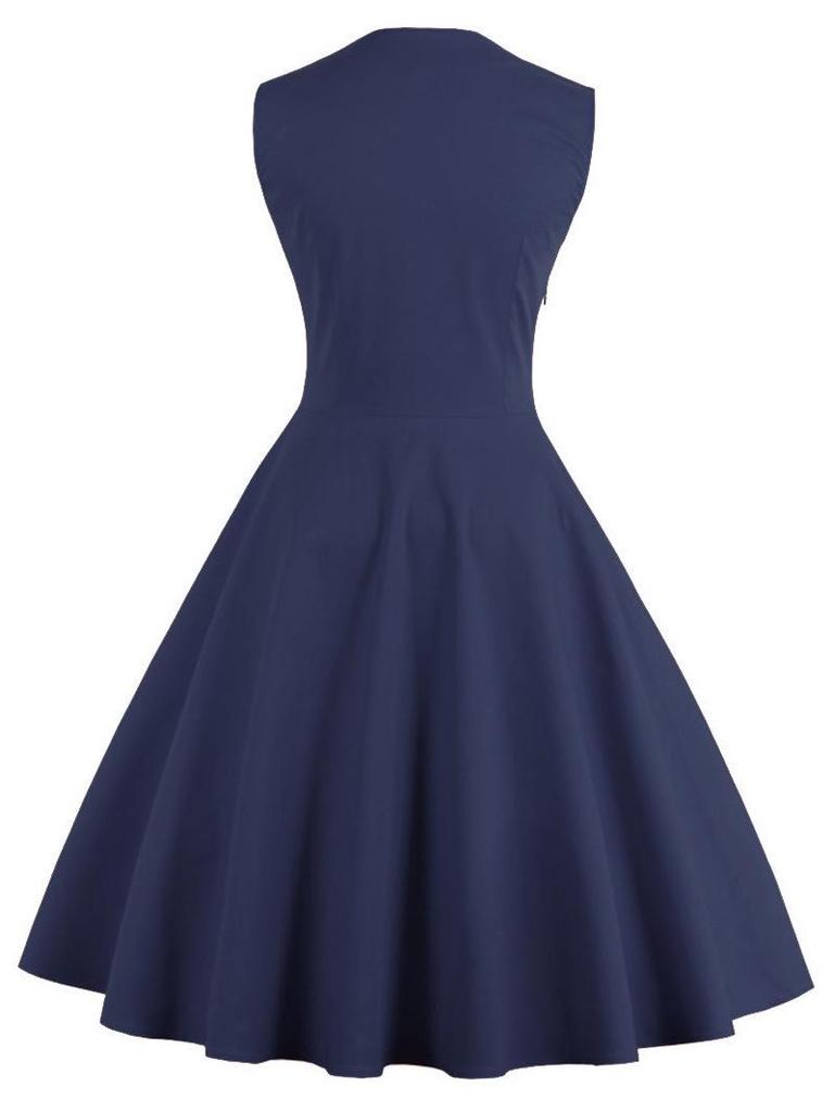 Women's Retro Gothic Red Polka Dot Swing Dress - 1950s Style