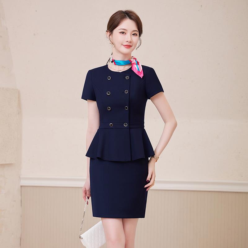 Gray Women's High-End Professional Short-Sleeve Two-Piece Summer Workwear