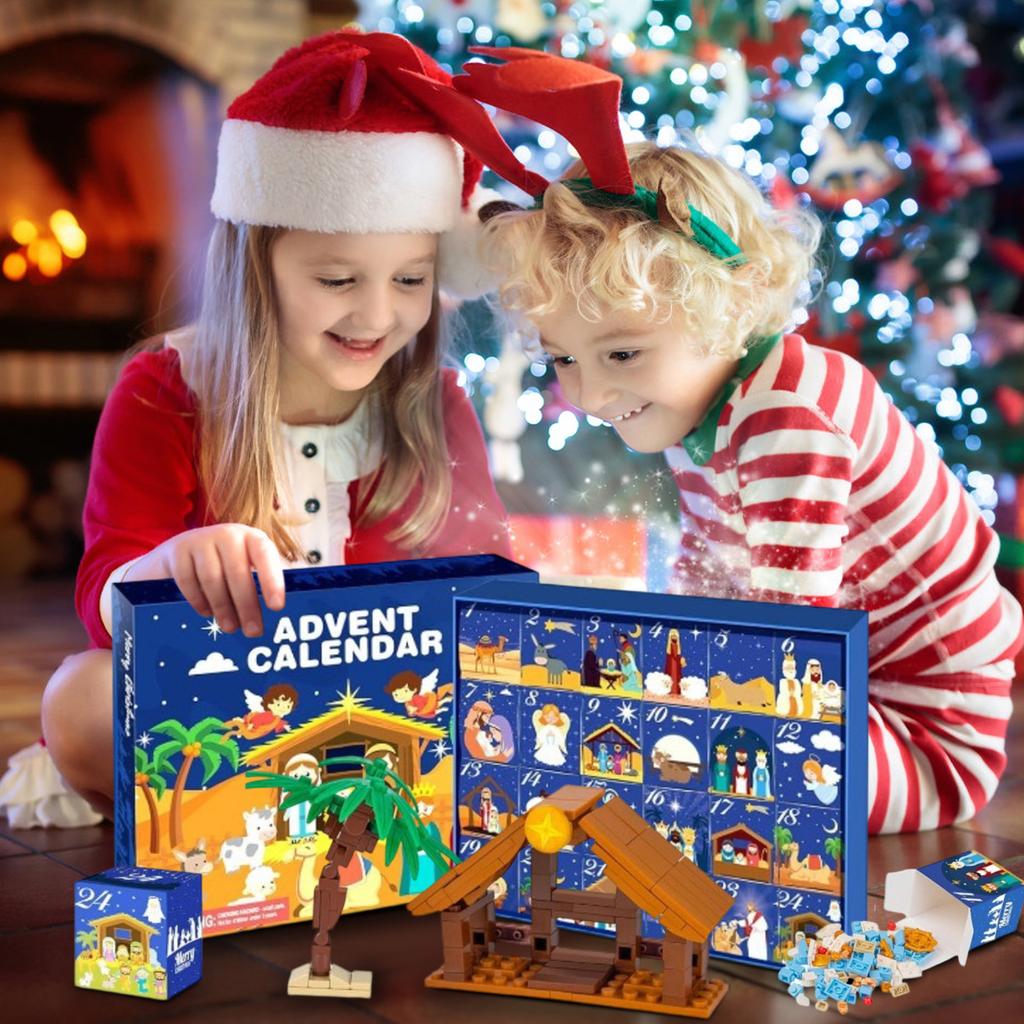 New Year Advent Calendar - Christmas Countdown Calendar With 24 Building Block Toys