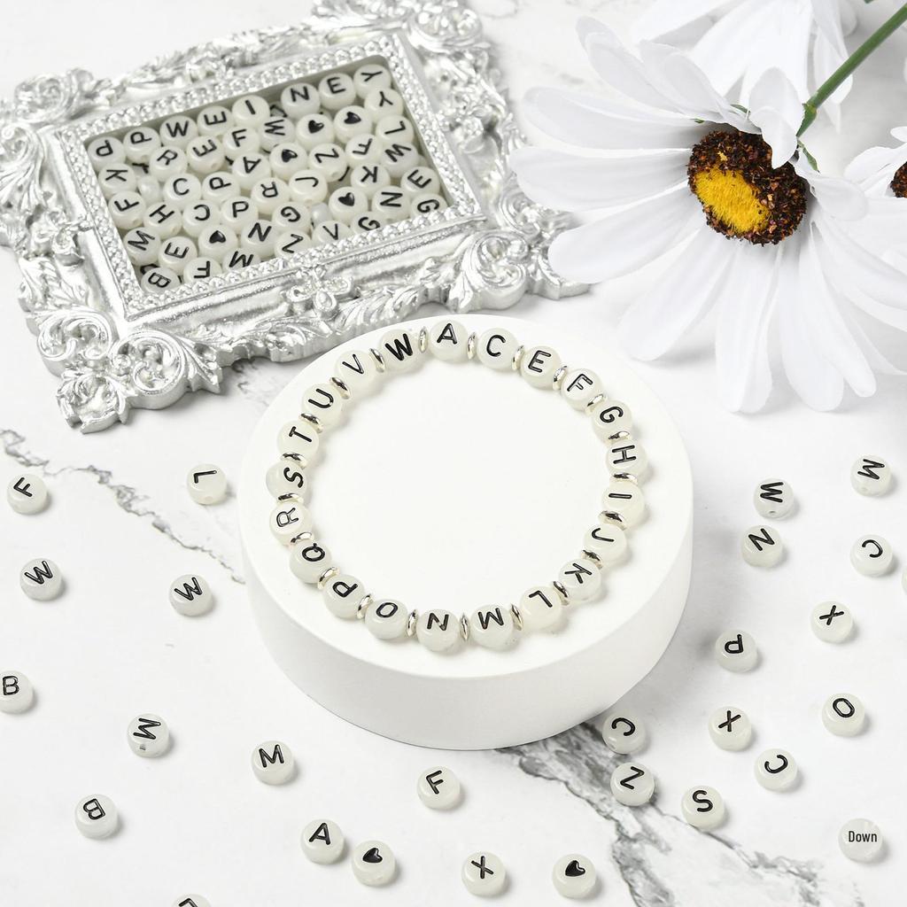 Luminous Heart & Letter Acrylic Beads Set