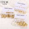 Fashion Gold Chain Hoop Earrings Set for Women Girls Elegant Geometirc Pearl Circle Hoop Earrings 2021 Jewelry Gift
