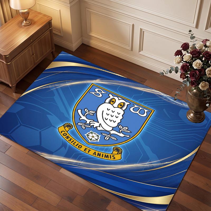 Sheffield Wednesday Fotbalový Tisk Křišťálový Sametový Koberec, Pohodlný Absorpční Neklouzavý Vnitřní Podlahový Koberec