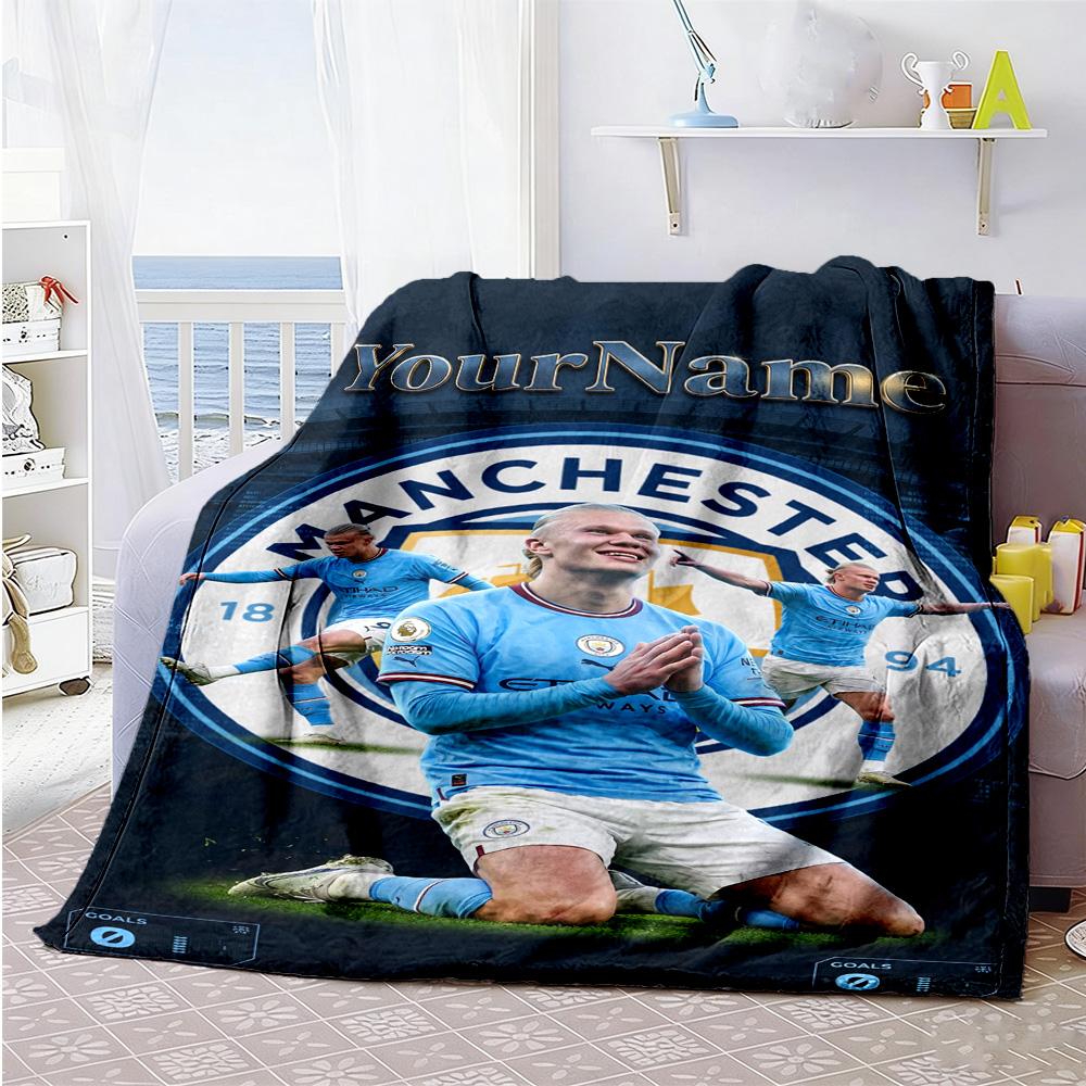 Haaland 3 Customize Your Name Blanket Lightweight Customizable Blanket Ultra-Soft Versatile for Nap Living Room Couch Home Decor