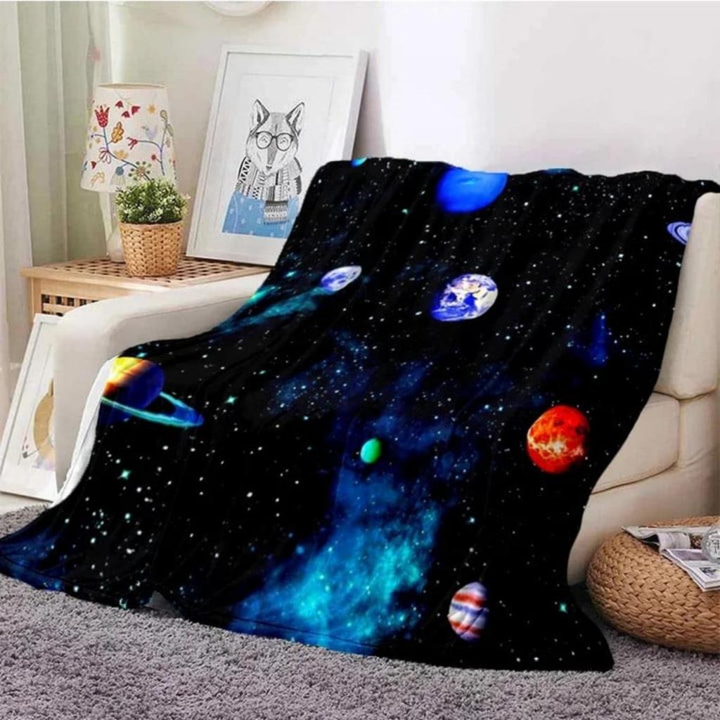 Galaxy Stars In Space Digital-printed Polyester Bedroom Velvet Flannel Cover Blanket Fleece Soft Sofa Cover Blankets for Beds